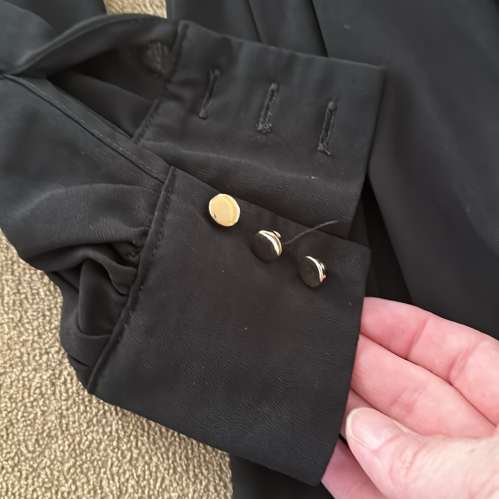 Poetry Solid Black Polyester Lined Tie Front Dres… - image 3